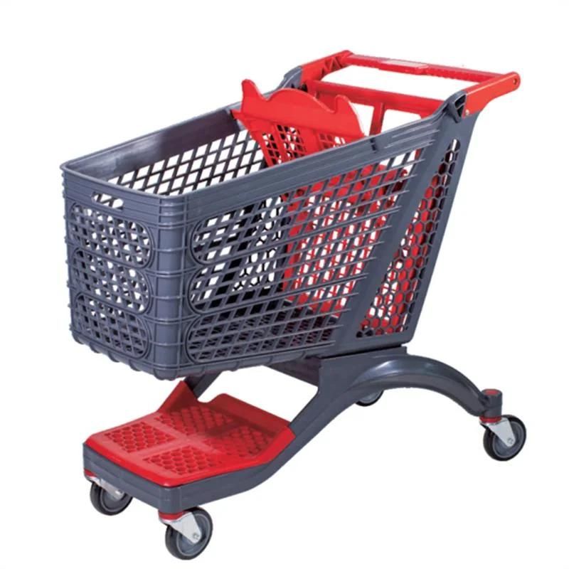 Four Wheels Plastic Shopping Trolley 100-220L Supermarket Shopping Cart