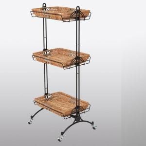 Rattan Basket Display Rack with Adjustable Size