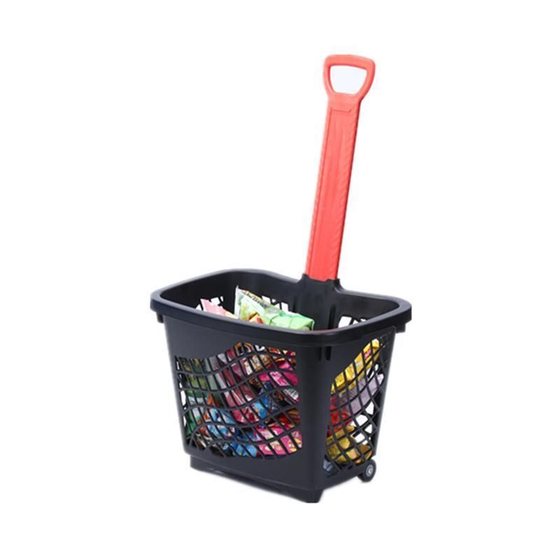 High Grade Plastic Fruit Hand Basket Shopping Basket with Wheels