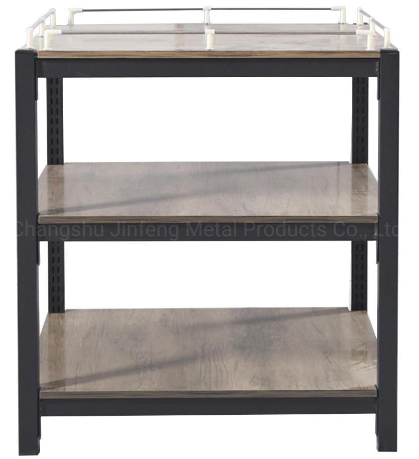 Supermarket Milk Steel-Wooden Shelf Convenience Store Beverage Display Stand