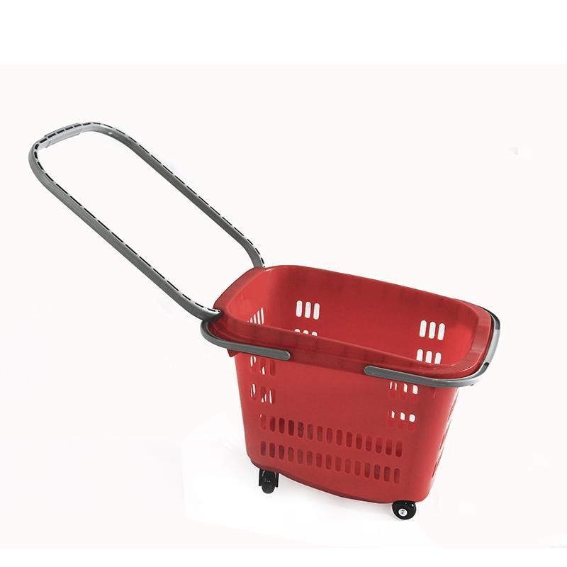 Manufacturers Sell High-Quality Four-Wheeled Supermarket Plastic Shopping Baskets