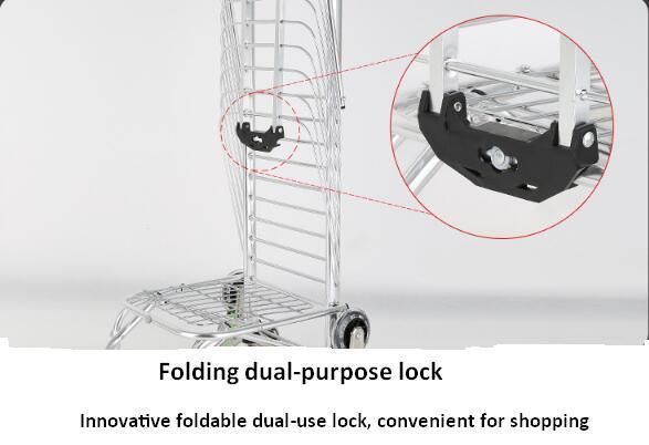 China Factory Durable Folding Shopping Bag Trolley Aluminum Portable Cart with Detachable Bag