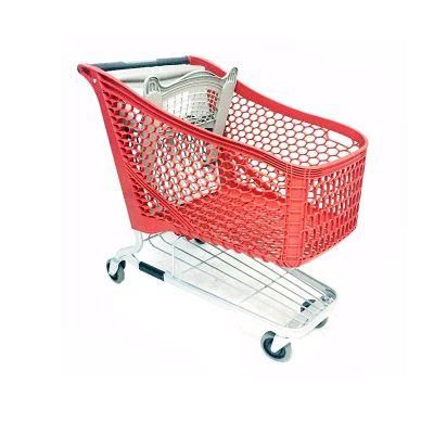 Customized Color Store Shopping Cart with Seat Supermarket Plastic Trolley