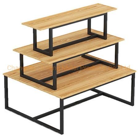 Supermarket Wooden and Metal Display Racks Exbihition Rack Stand