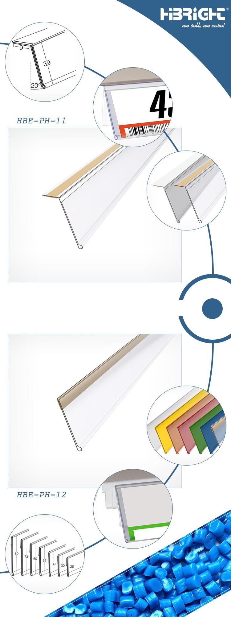 Clear PVC H43mm Adhesive Supermarket Plastic Price Shelf Talker