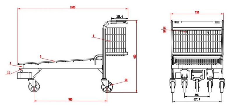 Hot Selling High Quality Double Layer Galvanized Warehouse Flat Trolley