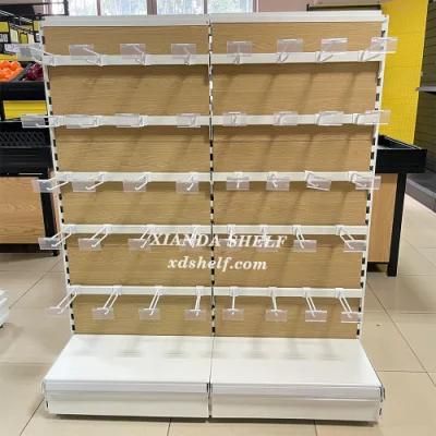 Gondola for Storage 900L *350d *1500h (mm) Wooden Supermarket Shelves Metal Display Rack