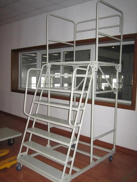 Affordable Safety Warehouse Stainless Steel Rolling Mobile Platform Ladder Truck