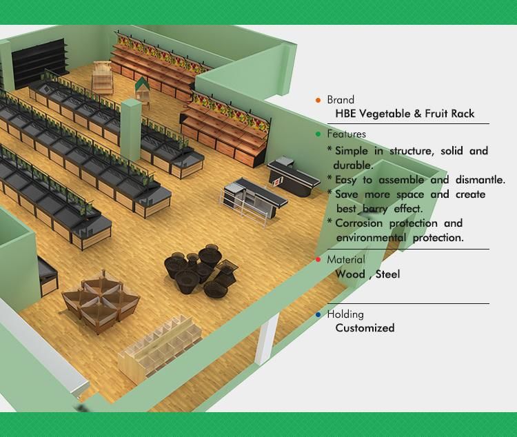 Supermarket Equipments Vegetables and Fruits Display Shelf