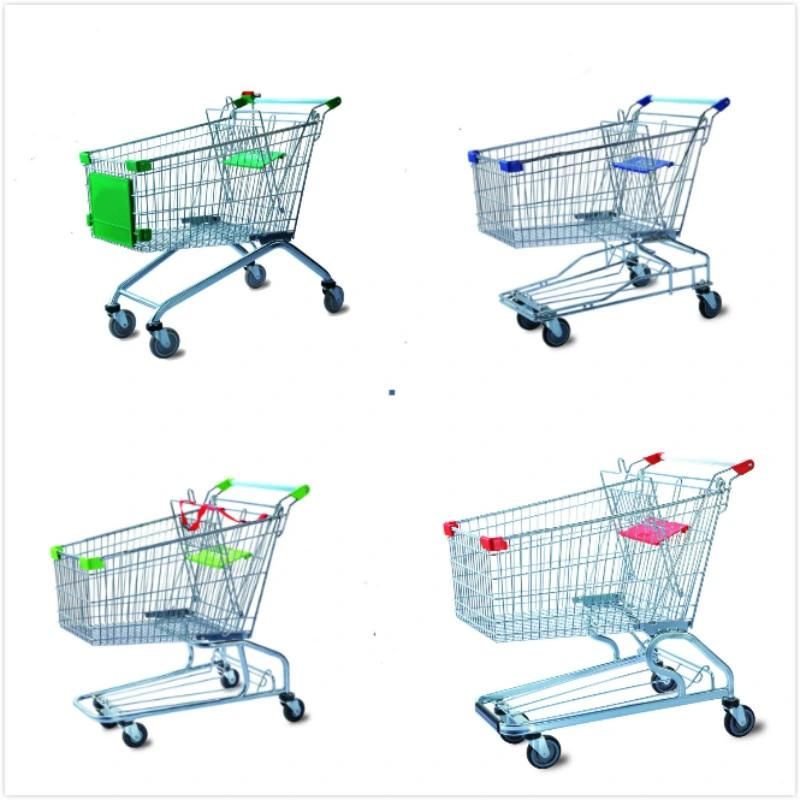 Wholesale Supermarket Shopping Trolley Cart with Plastic Basket