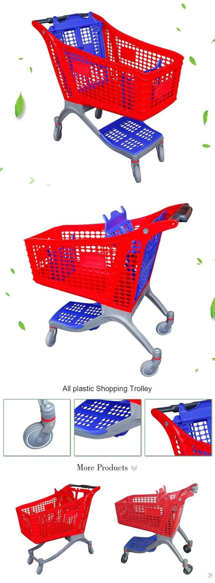 Whole HDPE Material Plastic Trolley on Wheels