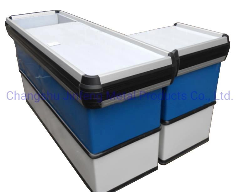 Supermarket Checkout Counter Convenience Store Metal Cashier Desk Jf-Cc-032