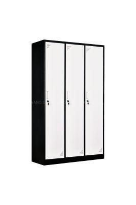 Iron 3 Doors Coats Smocks Robes Lockers with Long Hanging Rod/Shelf