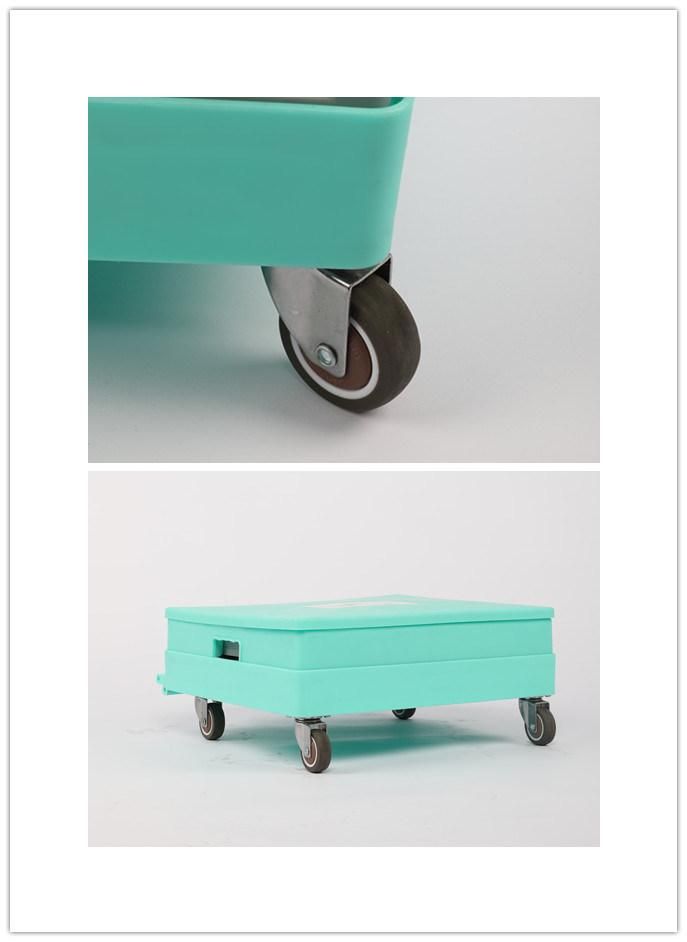 China Multi Functional Collapsible Grocery Plastic Cart Folable Shopping Trolleys with Wheels