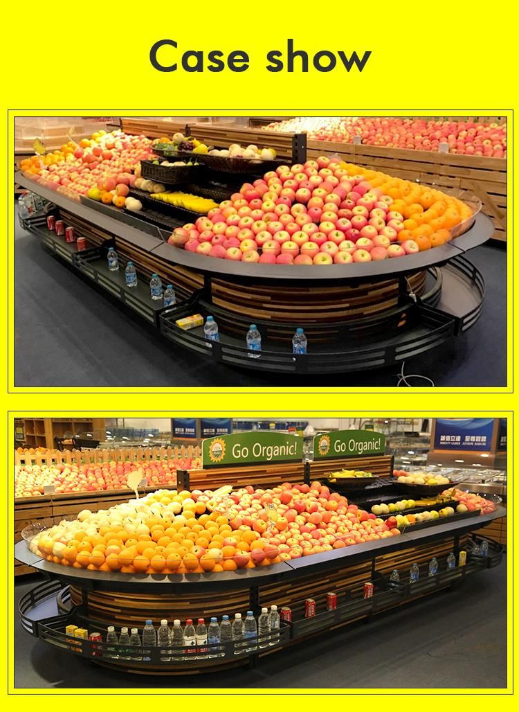 Supermarket Wooden Fruit and Vegetable Display Rack