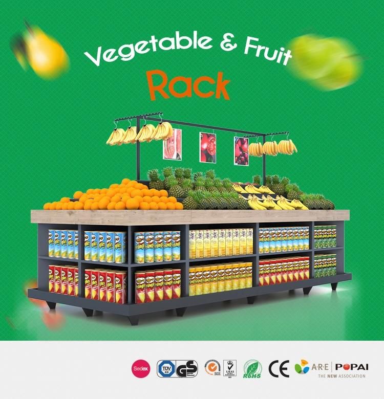 Wooden Supermarket Display Vegetable Rack for Retail Store