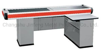 Supermarket Equipment Cash Counter Table Metal Checkout Counter with Conveyor Belt