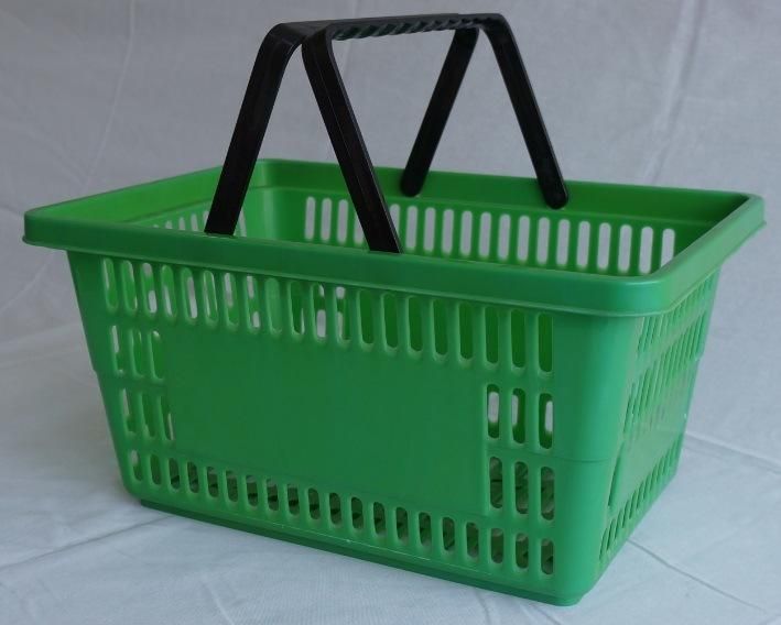 Solid Plastic Supermarket Shopping Basket with Two Handle