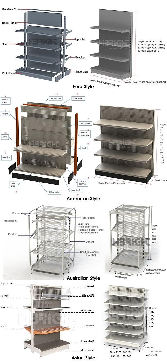 Double Side Punched Back Board Grocery Store Gondola Supermarket Shelf