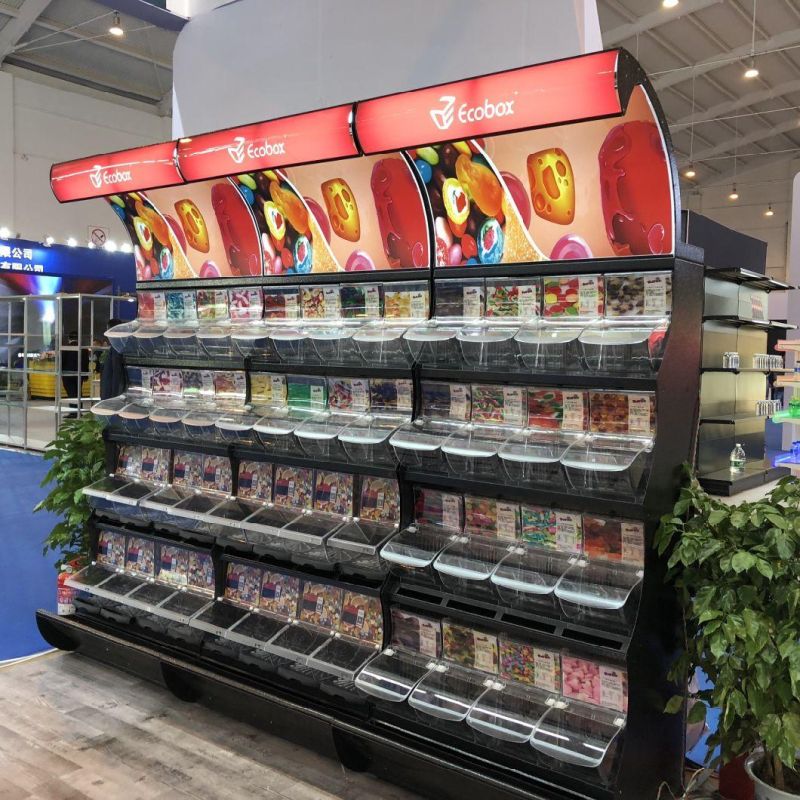 Supermarket Candy Display Shelves with Dispenser and Bins