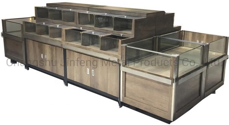 Customized Wooden Retail Store Display Shelving Supermarket Wooden Shelves Shopping Mall Display Rack