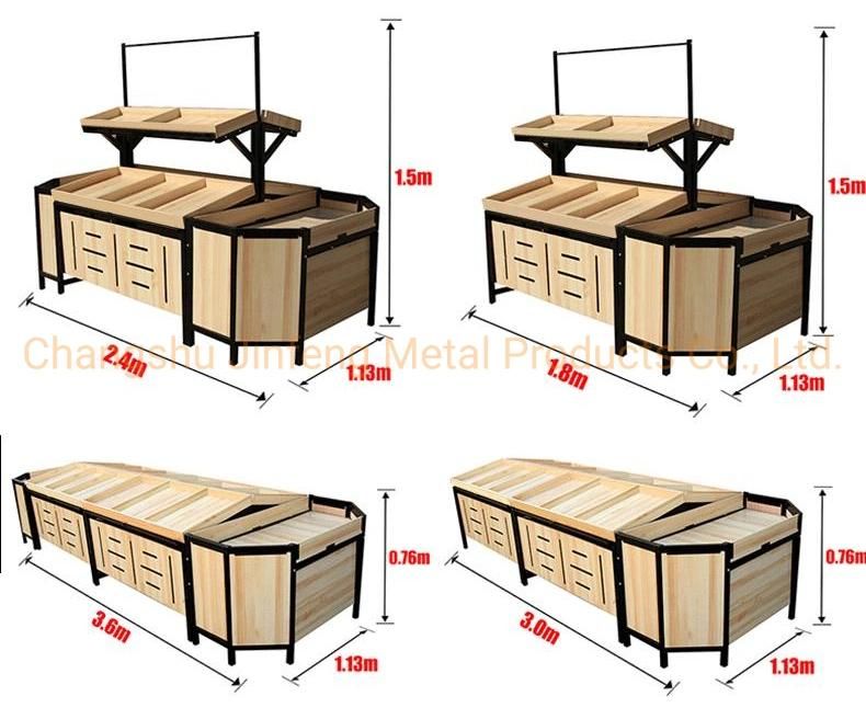 Supermarket Wooden Display Rack Vegetable and Fruit Display Shelf