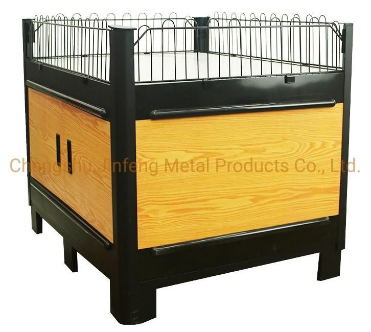 Supermarket Shelf Equipment Wooden Grain Exhibition Display Promotion Desk