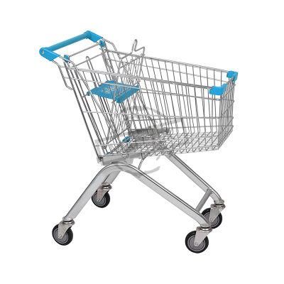 Good Quality Zinc Plated Grocery Cart with Coin System