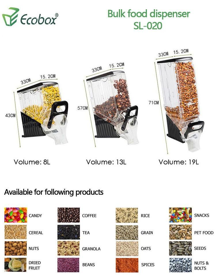 Top-Rated Wall Mounted Food Standard PC Plastic Dry Food Gravity Dispenser