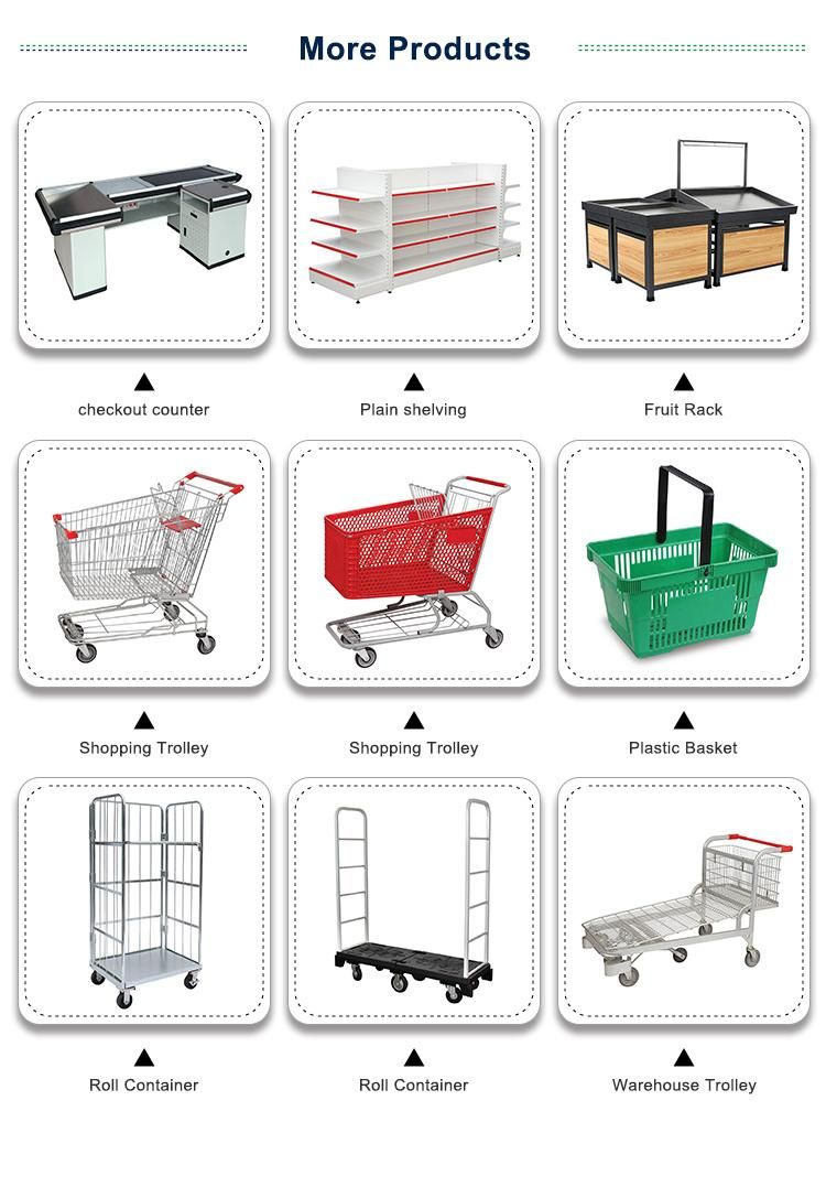 Hot Sale Asian Style Rolling Metal Supermarket Shopping Grocery Trolley Cart