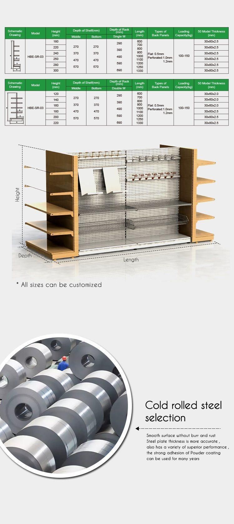 Commercial Storage Gondola Integrated Shelving for Hardware Store and Supermarket