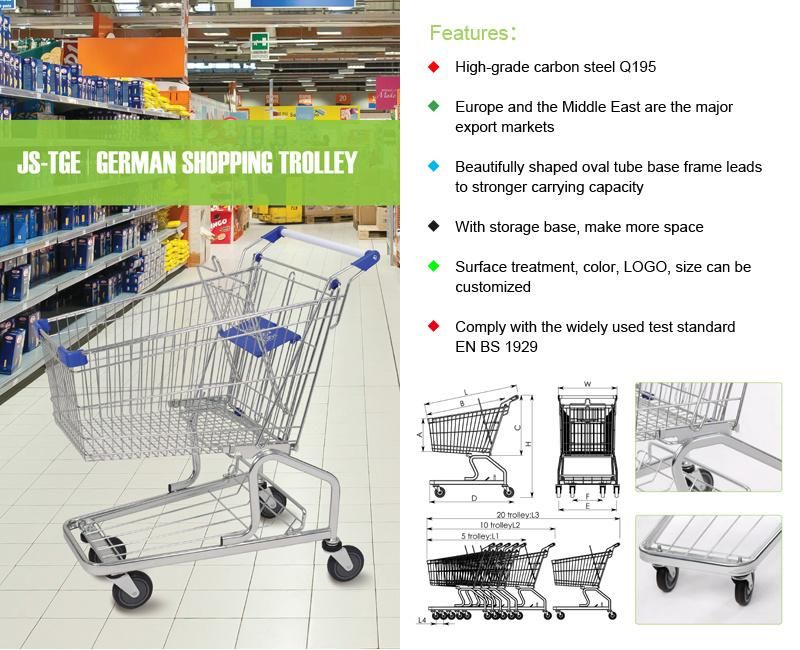 125L Asian Style Double-Deck Supermarket Trolley Store Shopping Cart Shopping Trolley