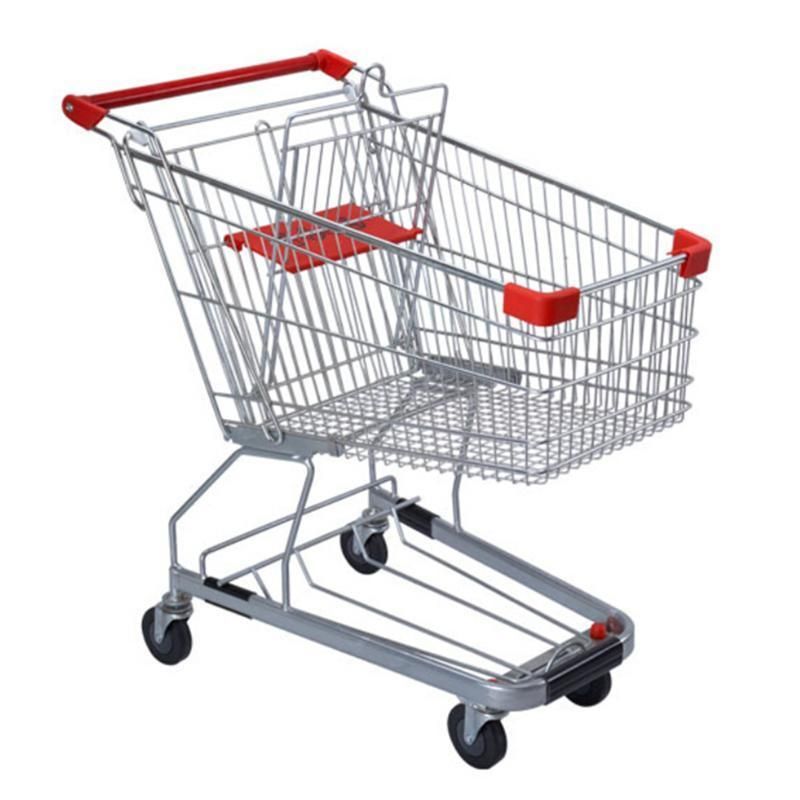 Supermarket Four Wheeled Metal Cart Shopping Trolleys