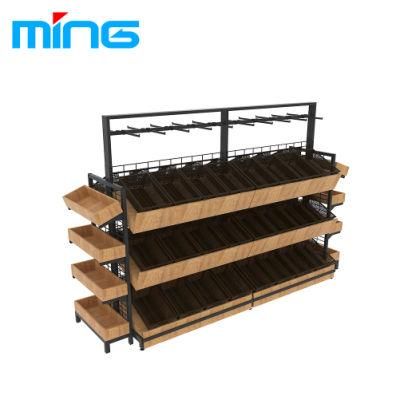 Supermarket Wooden Vegetable Display Rack