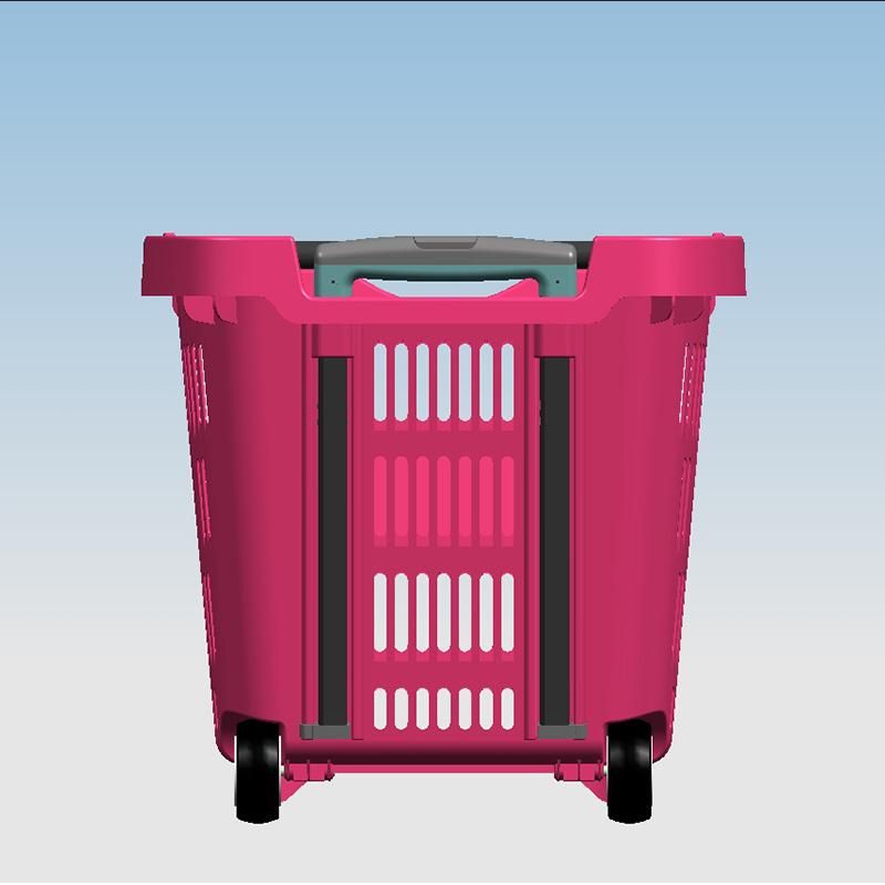 Wholesale Storage Plastic Supermarket Trolley Two Wheels Hand Shopping Basket