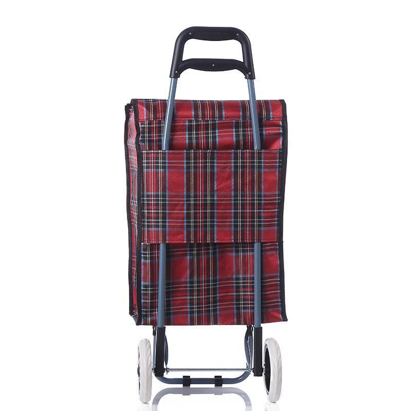 Best Selling Customized Classical Collapsible Foldable Removable Plaid Fabric Trolley Shopping Cart