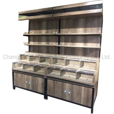 Supermarket Rack Wooden Display Shelving for Dry Food and Snacks