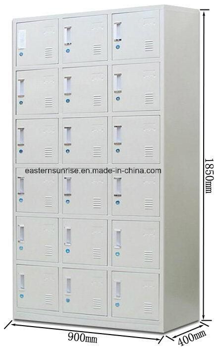 Knock Down 18 Doors Steel Clothes Hanging Sports Lockers From Factory