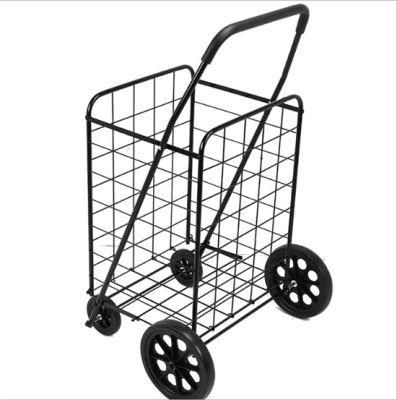 China High Quality 109L Extra Large Folding Metal Shopping Cart with Four Wheels