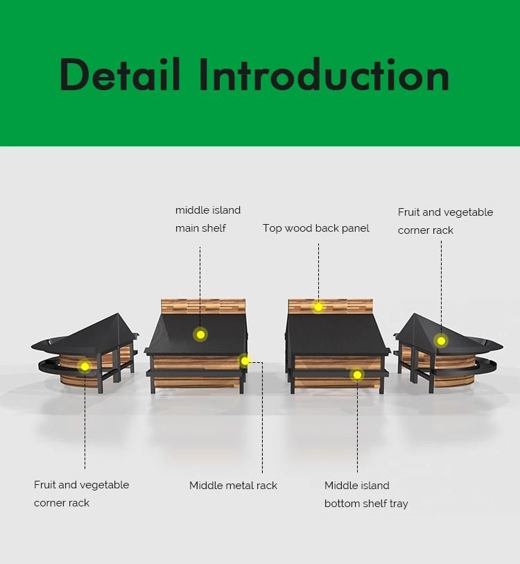 Hypermarket Wooden Vegetable Racks and Promotion Tables