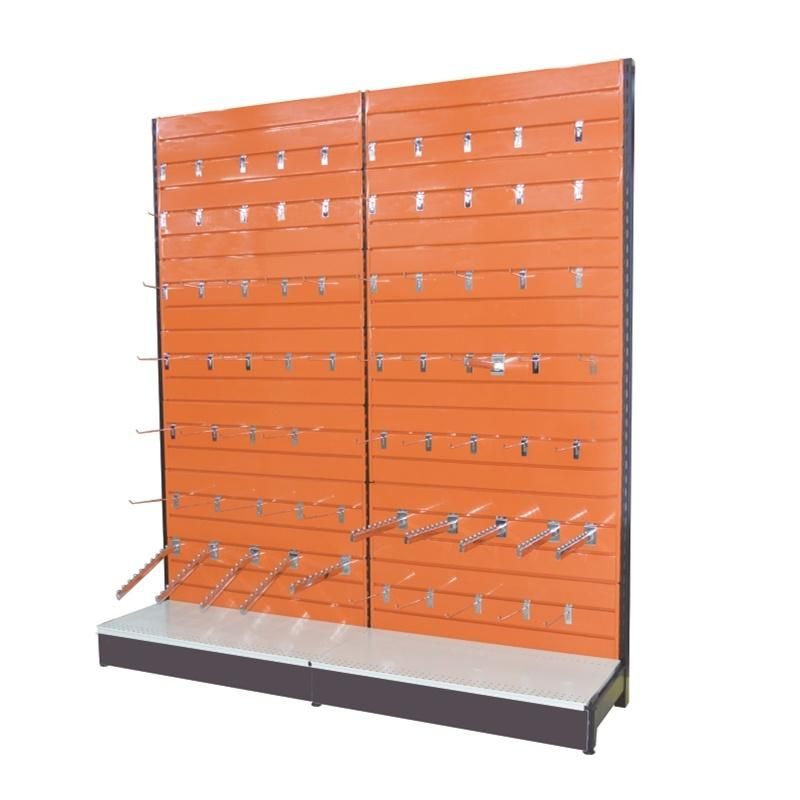 Single Side Supermarket Metal Slatwall Gondola Shelves with Light Box