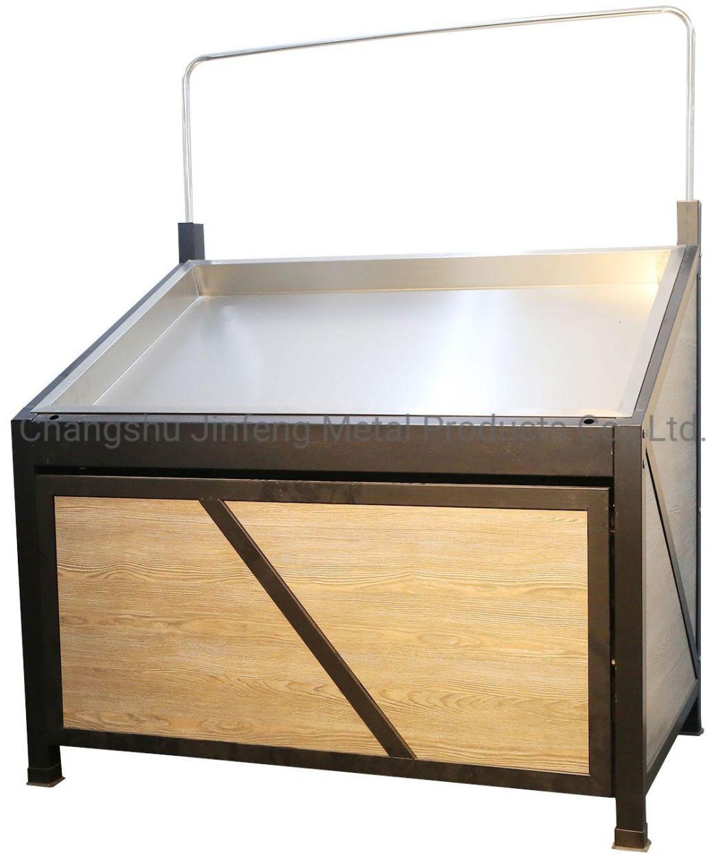 Supermarket Vegetable Rack Fruits Display Stand with Stainless Steel Basin