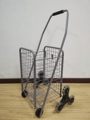 China Supplier Vintage 3 Wheel Shopping Trolley Steel Folding Utility Cart for Elderly