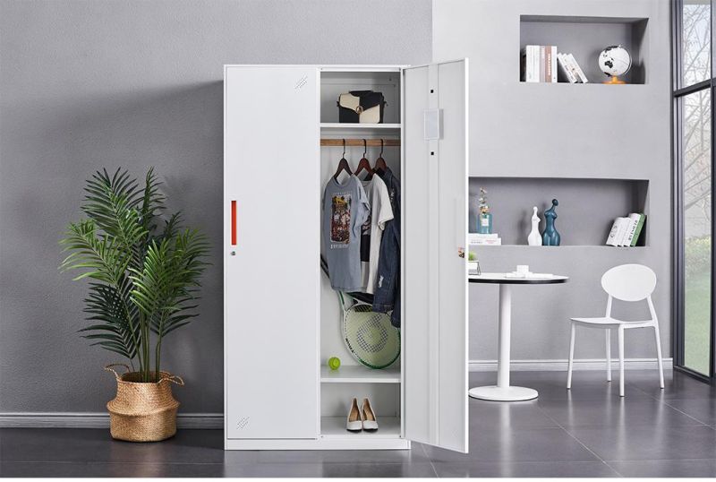 Double Door Steel Wardrobe Cabinet Metal Clothes Locker