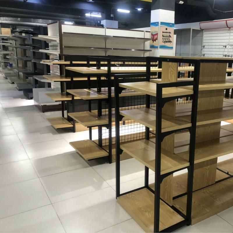 Supermarket Wooden Pharmacy Shelves Store Shelf Adjustable Wood Gondola Shelving