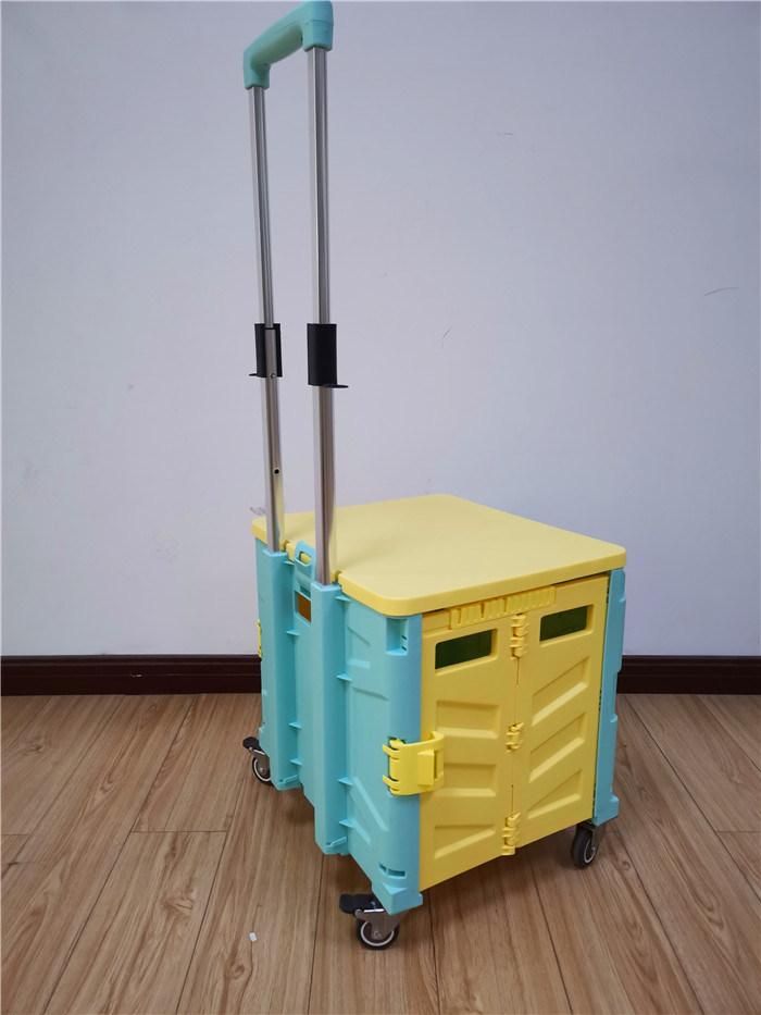 Manufacturer Plastic Basket Easy Box Trolley Shopping with Wheels