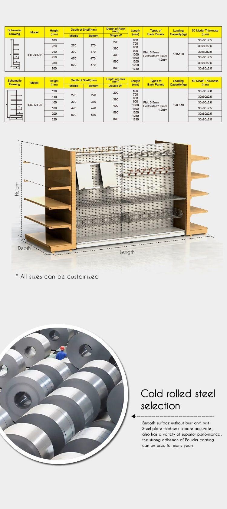 End Cap Gondola Shelves with Wire Basket Shelf Accessories