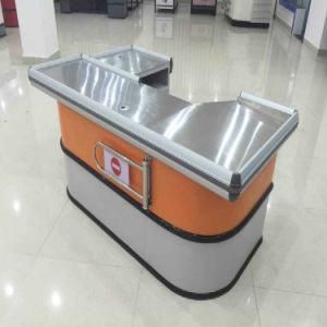 Supermarket Retail Stainless Cash Counter with Conveyor Belt 9247