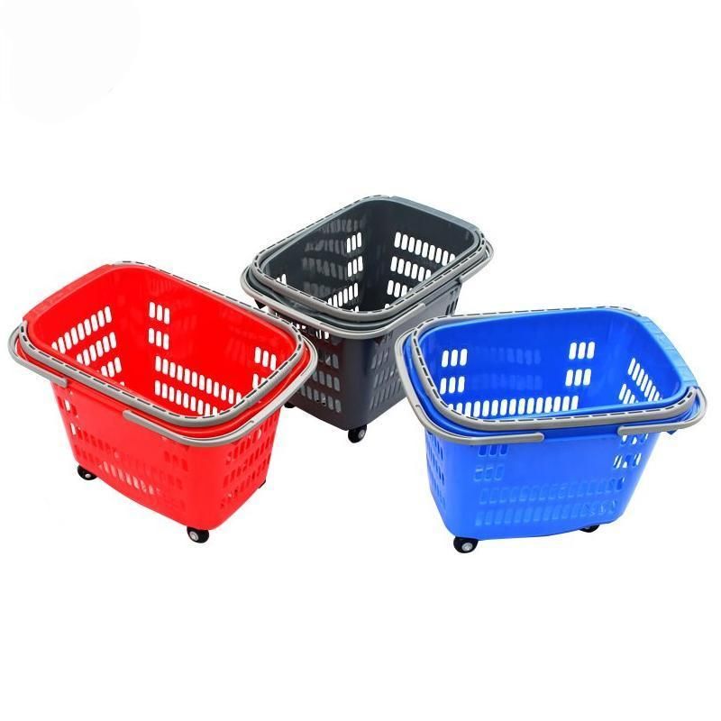 High Quality Plastic Fruit Hand Basket Shopping Basket with Wheels