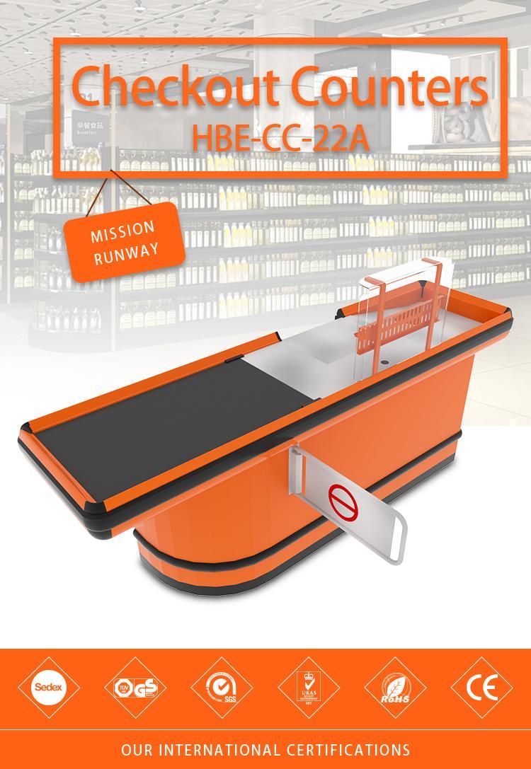 Automatic Cash Retail Checkout Counter with Conveyor Belt